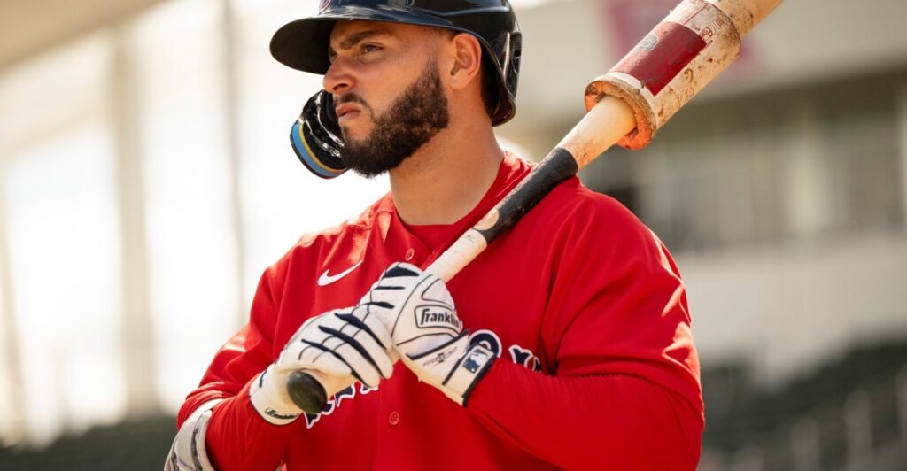 Red Sox outfielder Wilyer Abreu broke his bat on a check swing
